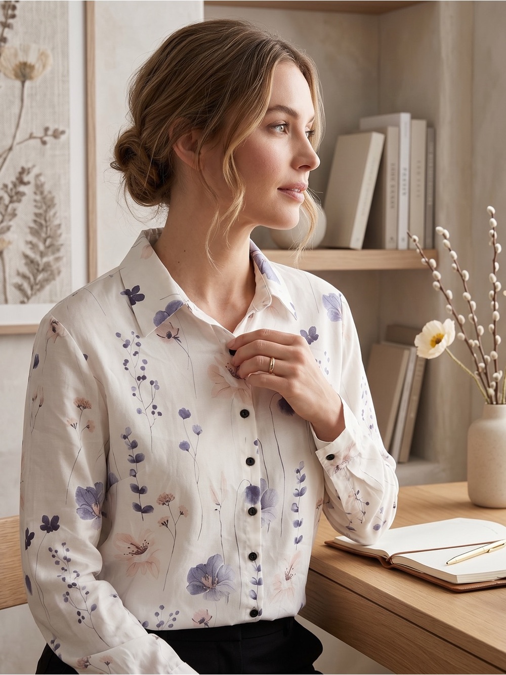White Floral Women’s Blouse